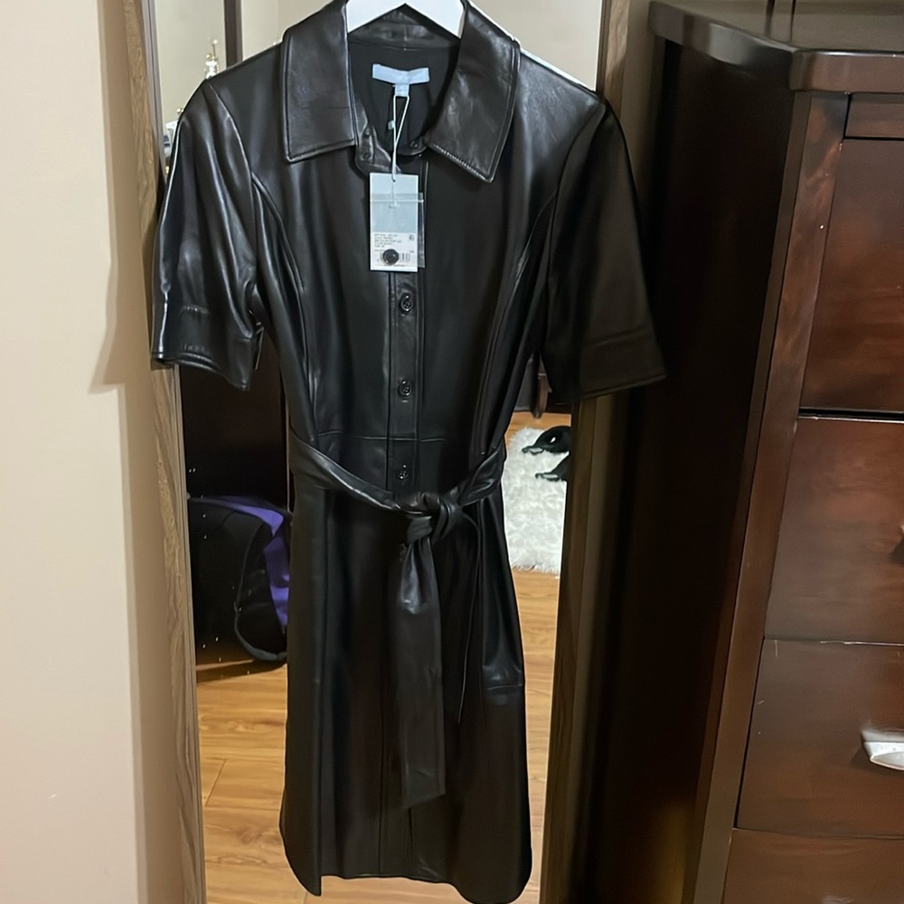 Antonio Melani Women's Leather Short Sleeve Dress